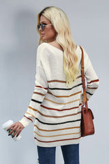 Multicolor Striped Loose Knit Sweater - Wear and Wander