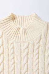 Oatmeal Cable Knit High Neck Sweater Vest - Wear and Wander