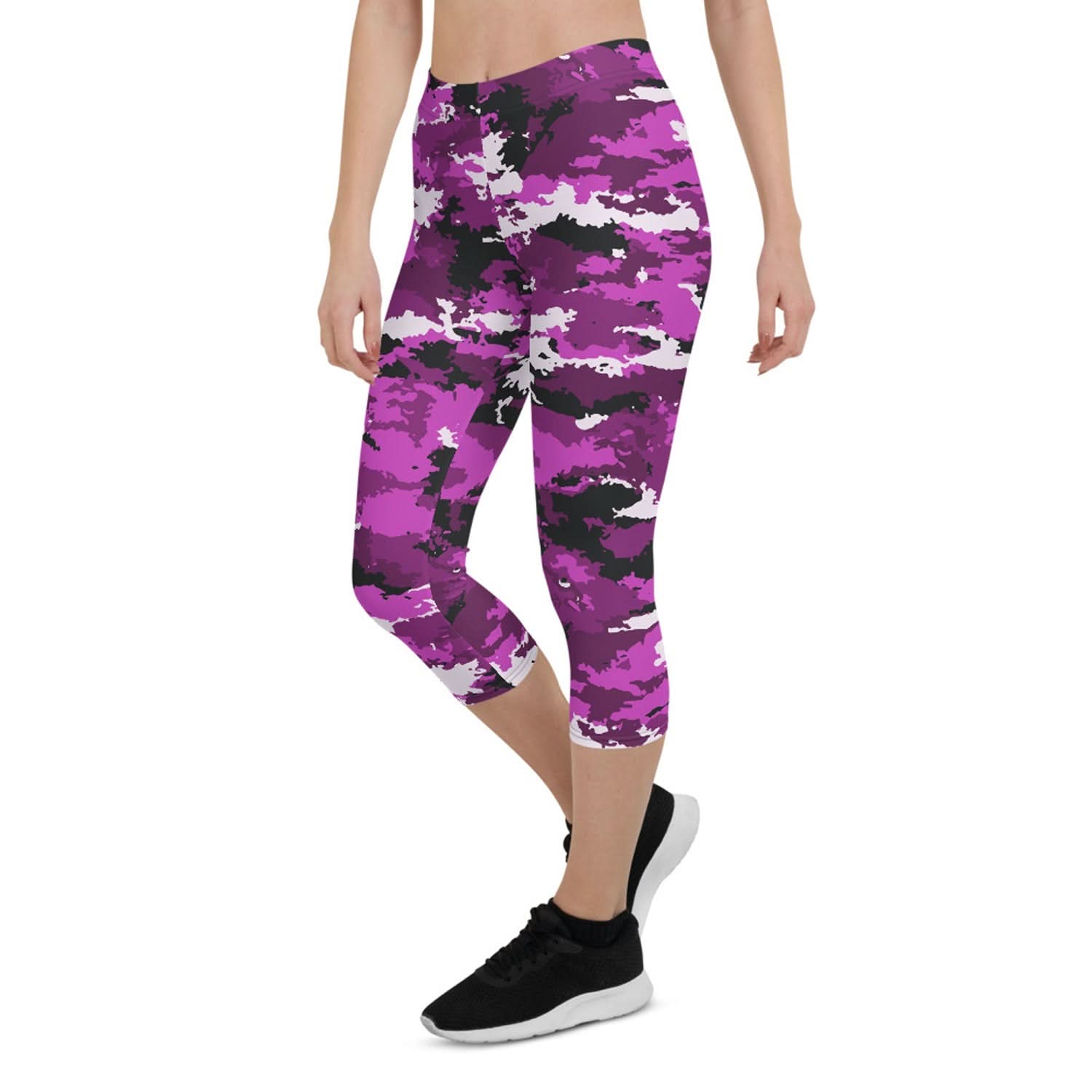 Pink and Purple Camo Capri Leggings - Wear and Wander