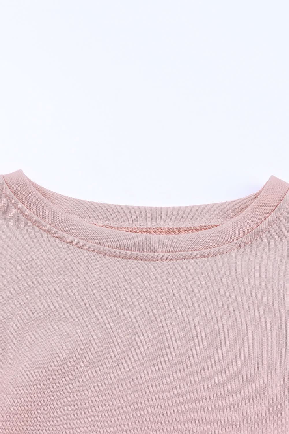 Pink Crew Neck Slit Buttons Sweatshirt - Wear and Wander