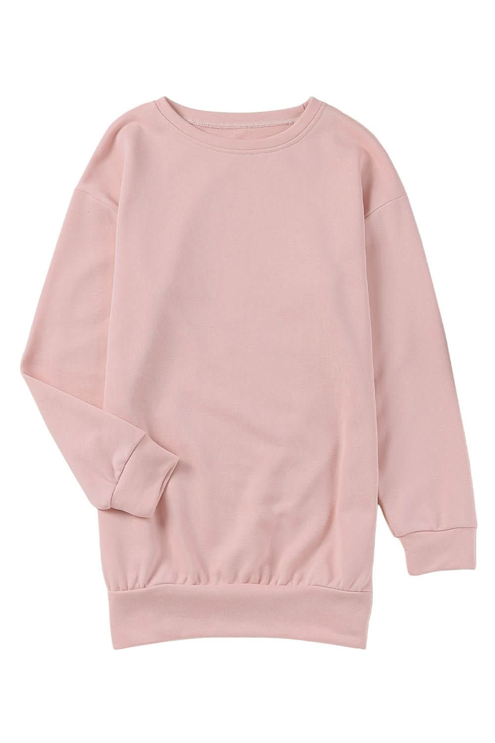 Pink Crew Neck Slit Buttons Sweatshirt - Wear and Wander