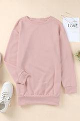 Pink Crew Neck Slit Buttons Sweatshirt - Wear and Wander