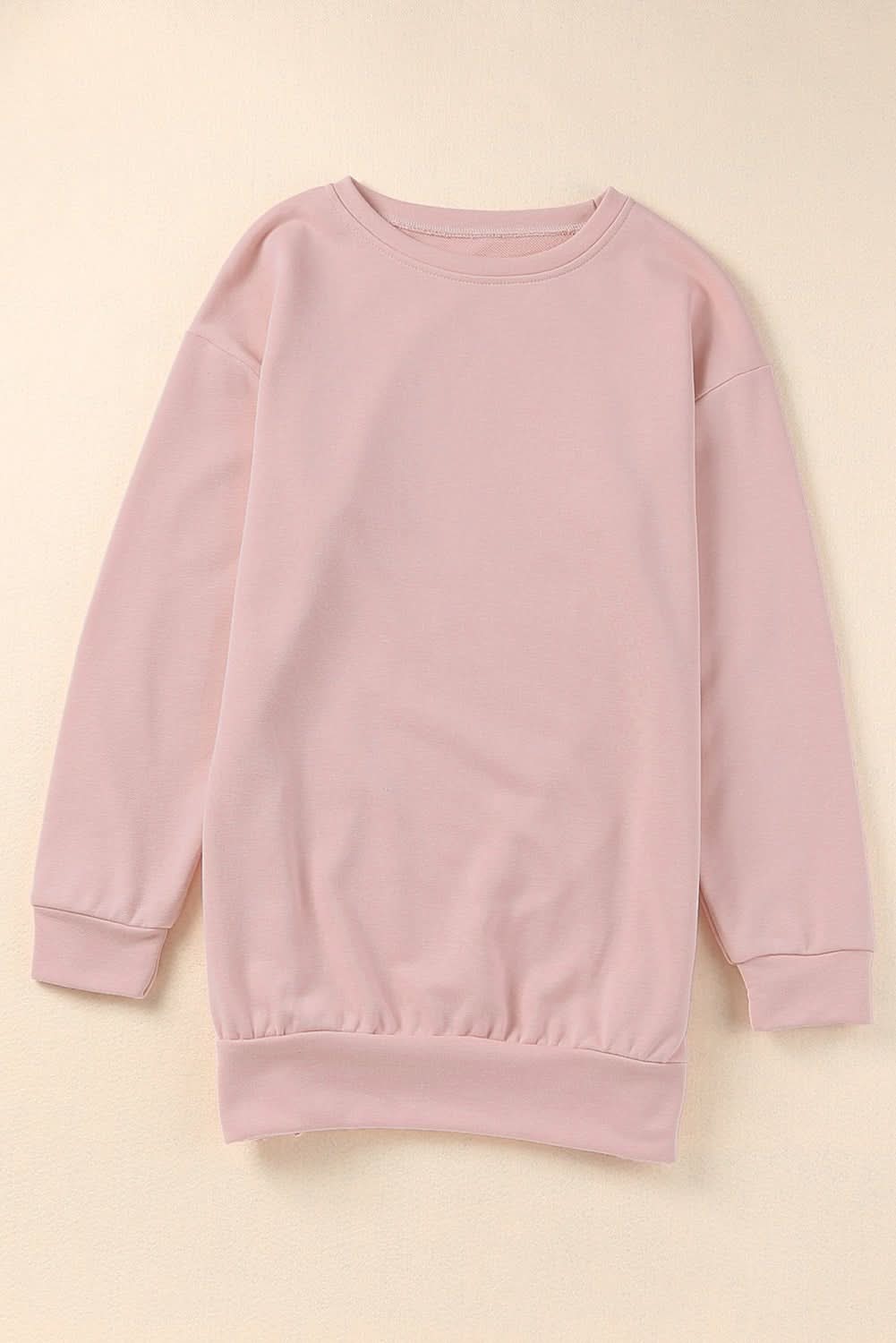 Pink Crew Neck Slit Buttons Sweatshirt - Wear and Wander