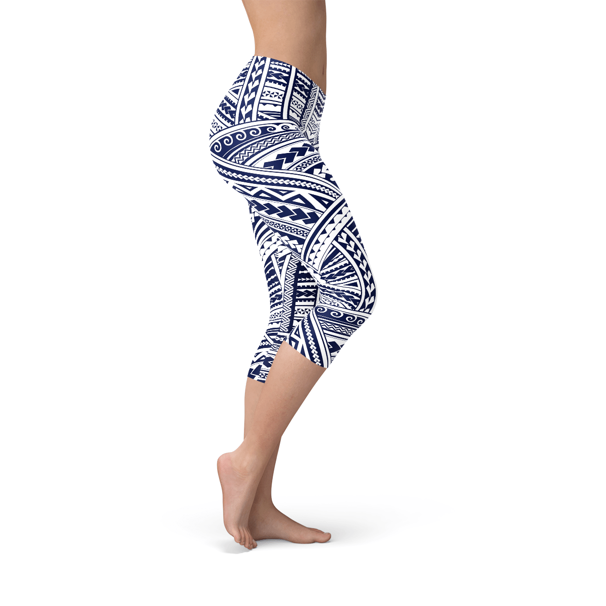 Polynesian Maori Tattoo Capri Leggings - Wear and Wander