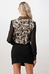 Printed Long Sleeve Button - Up Blouse - Wear and Wander