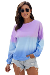 Purple Blue Color Block Tie Dye Pullover Sweatshirt - Wear and Wander
