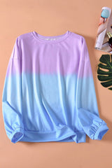 Purple Blue Color Block Tie Dye Pullover Sweatshirt - Wear and Wander