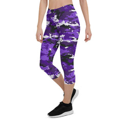 Purple Camo Capri Leggings - Wear and Wander