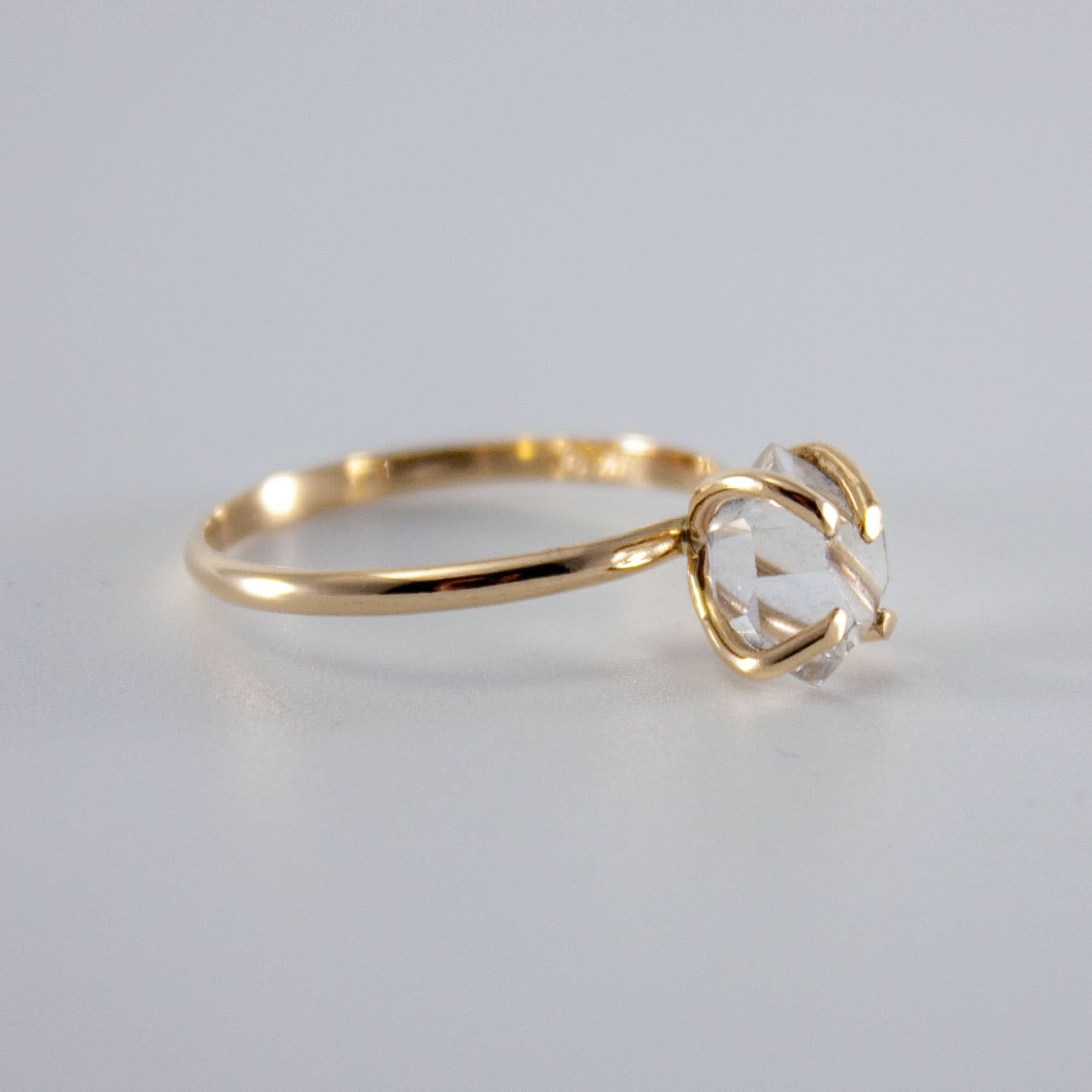 Raw Herkimer Diamond 14k Gold Filled Prong Ring - Wear and Wander