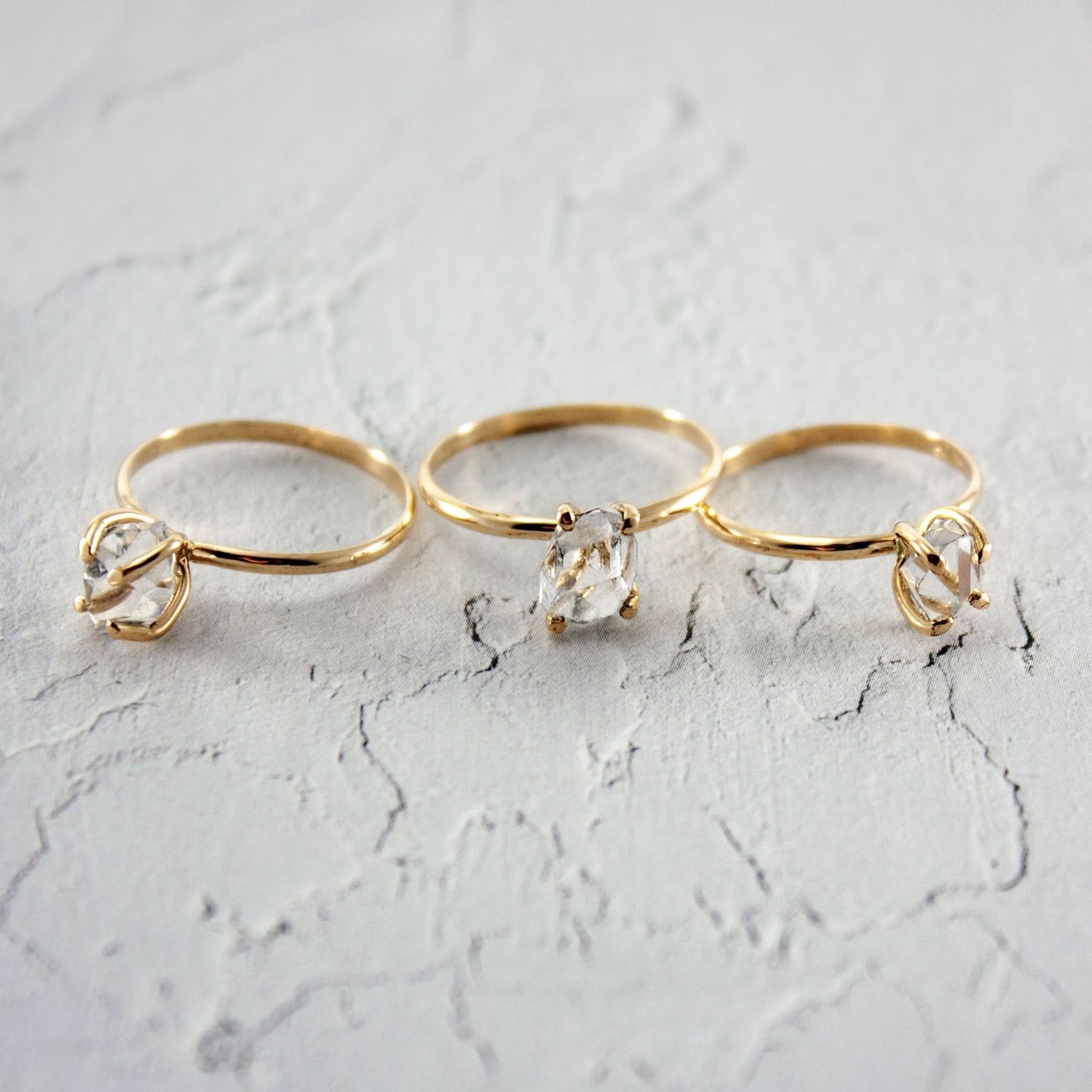 Raw Herkimer Diamond 14k Gold Filled Prong Ring - Wear and Wander