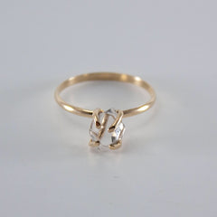 Raw Herkimer Diamond 14k Gold Filled Prong Ring - Wear and Wander