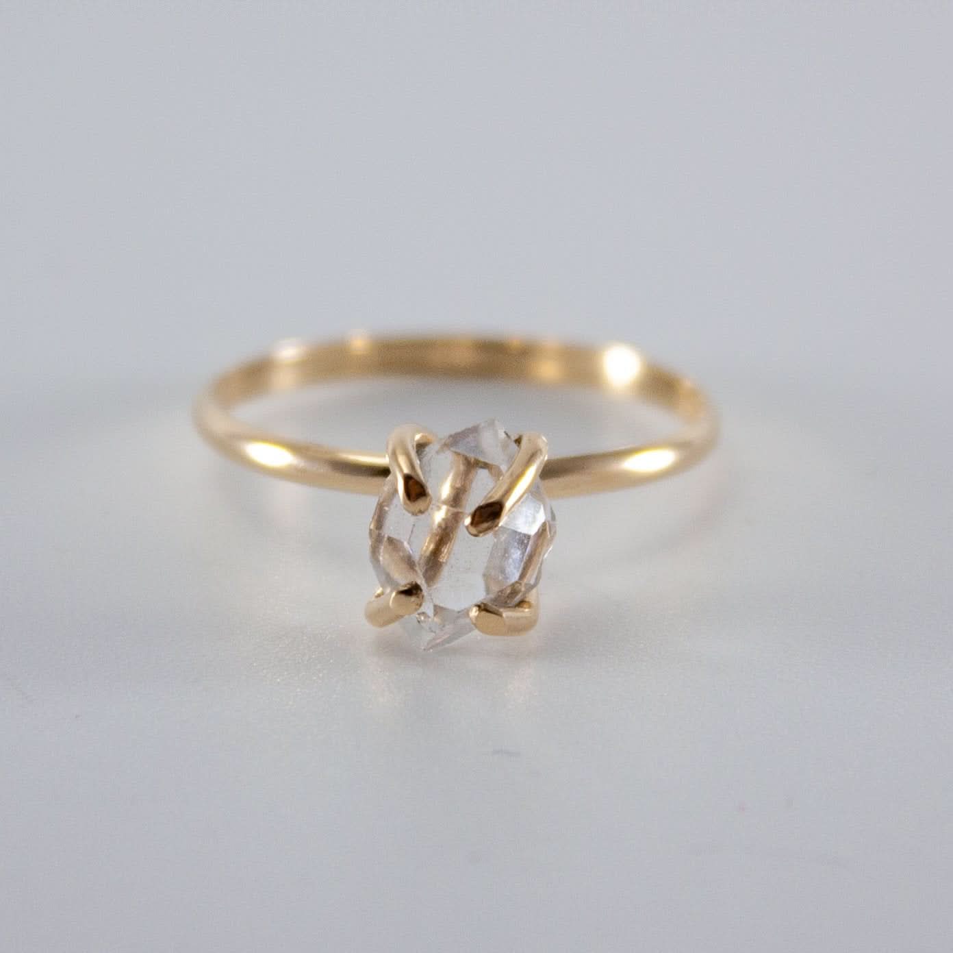 Raw Herkimer Diamond 14k Gold Filled Prong Ring - Wear and Wander