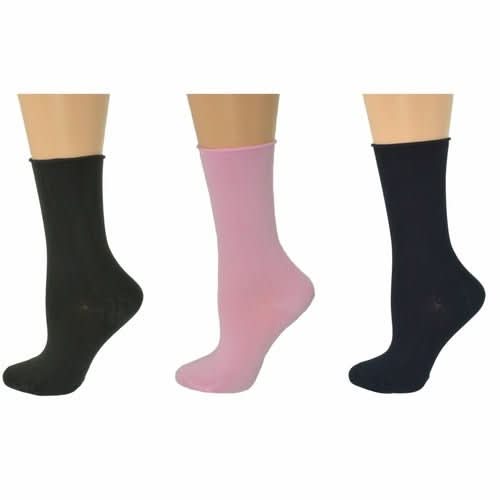 Rayon from Bamboo Roll Top Mid - Calf Crew Socks 3 Pair Pack - Wear and Wander