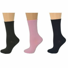 Rayon from Bamboo Roll Top Mid - Calf Crew Socks 3 Pair Pack - Wear and Wander