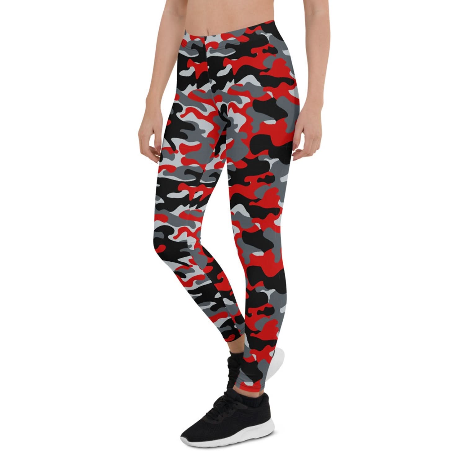 Red and Gray Camo Leggings for Women - Wear and Wander
