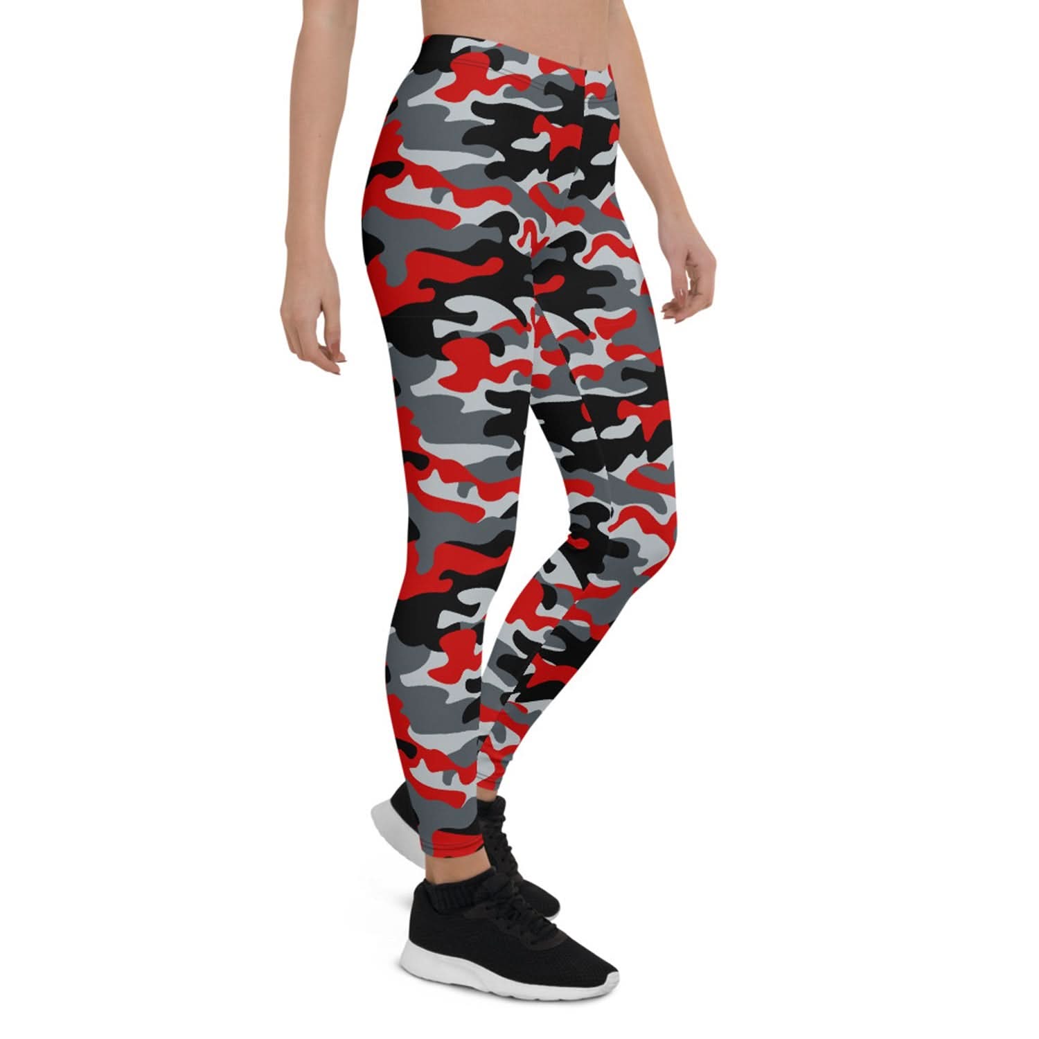 Red and Gray Camo Leggings for Women - Wear and Wander