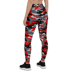 Red and Gray Camo Leggings for Women - Wear and Wander