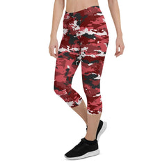 Red Camo Capri Leggings - Wear and Wander