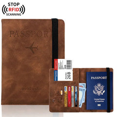 RFID Blocking Passport Holder Cover Wallet Case Travel Leather Wallet for Men Women Multi - Function ID Bank Card Case Accessories - Wear and Wander