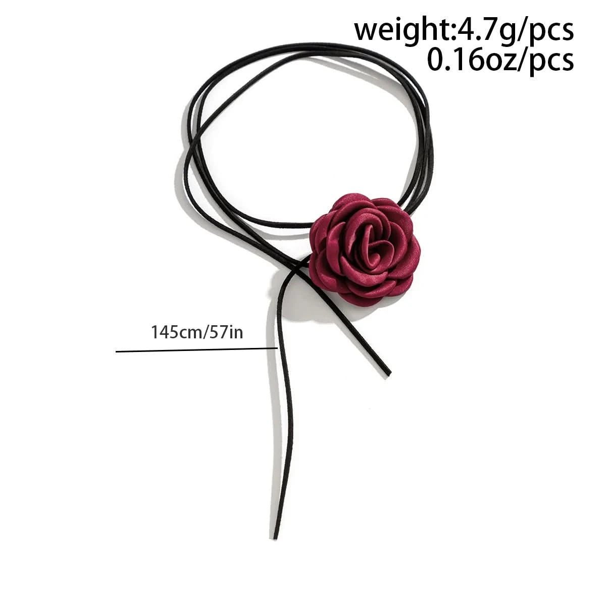 Romantic Gothic Big Rose Flower Clavicle Chain Necklace for Women Ladies Korean Fashion Adjustable Rope Choker Y2K Accessories - Wear and Wander
