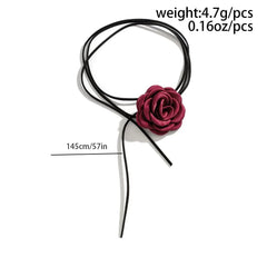 Romantic Gothic Big Rose Flower Clavicle Chain Necklace for Women Ladies Korean Fashion Adjustable Rope Choker Y2K Accessories - Wear and Wander