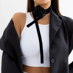 Romantic Gothic Big Rose Flower Clavicle Chain Necklace for Women Ladies Korean Fashion Adjustable Rope Choker Y2K Accessories - Wear and Wander