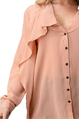 Ruffle Detail Button - Up Blouse - Wear and Wander
