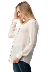 Ruffle Detail Button - Up Blouse - Wear and Wander