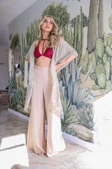 Sequin Detailed Frayed Kimono - Wear and Wander