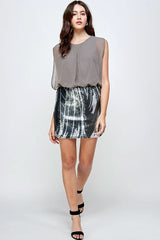 Sequin Skirt with Sleeveless Blouson Dress β Glamorous Party Look - Wear and Wander