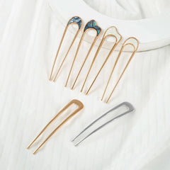 Shell Hairpin Metal U Shaped Hair Pins Hair Fork U French Hair Pin Simple And Fashionable Hair Accessories For Women - Wear and Wander
