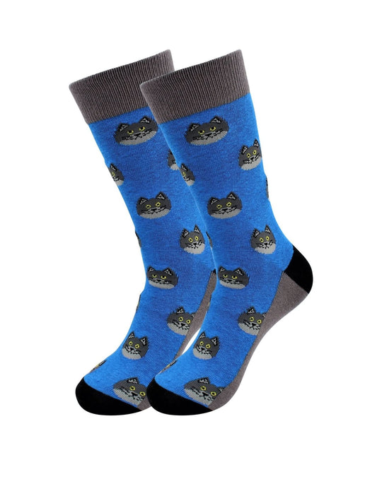 Sick Socks β Blue Cat β Animals Casual Dress Socks - Wear and Wander