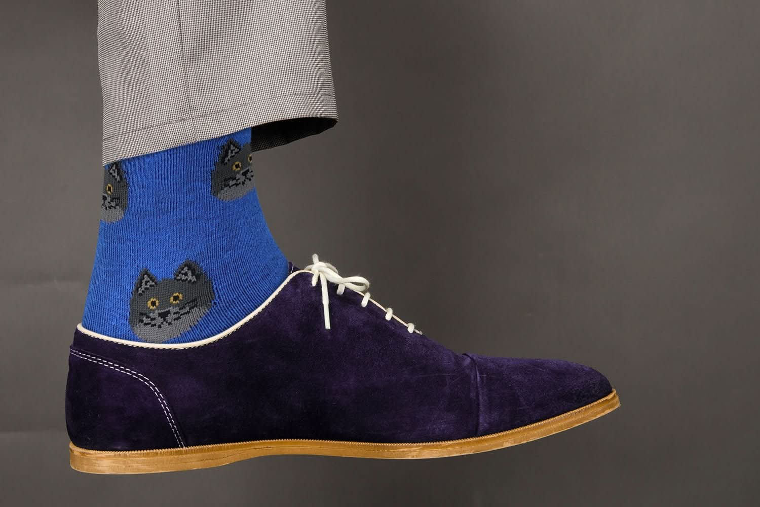 Sick Socks – Blue Cat – Animals Casual Dress Socks - Wear and Wander