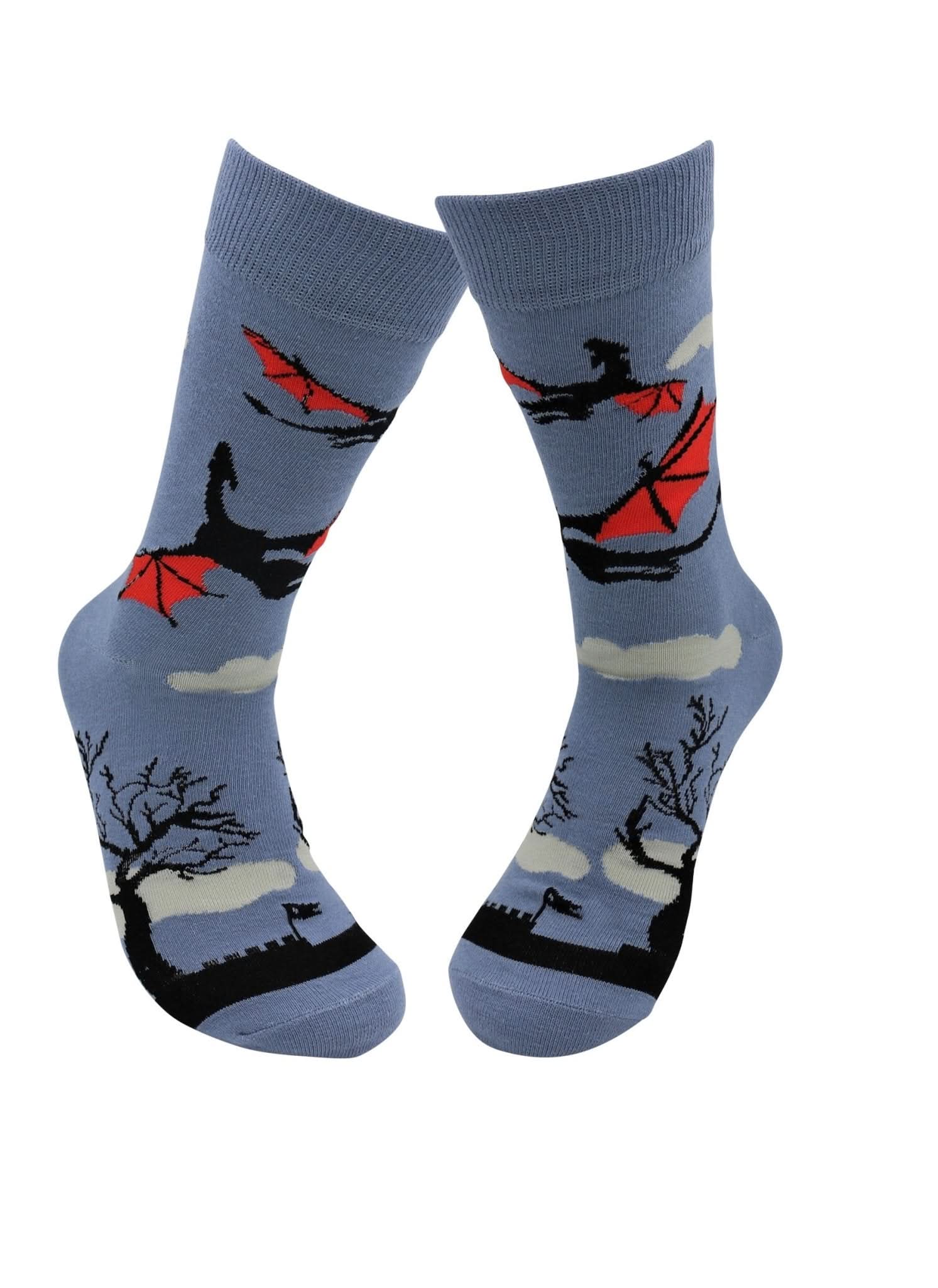 Sick Socks β Dragon (Grey) β Exotic Animals Casual Dress Socks - Wear and Wander