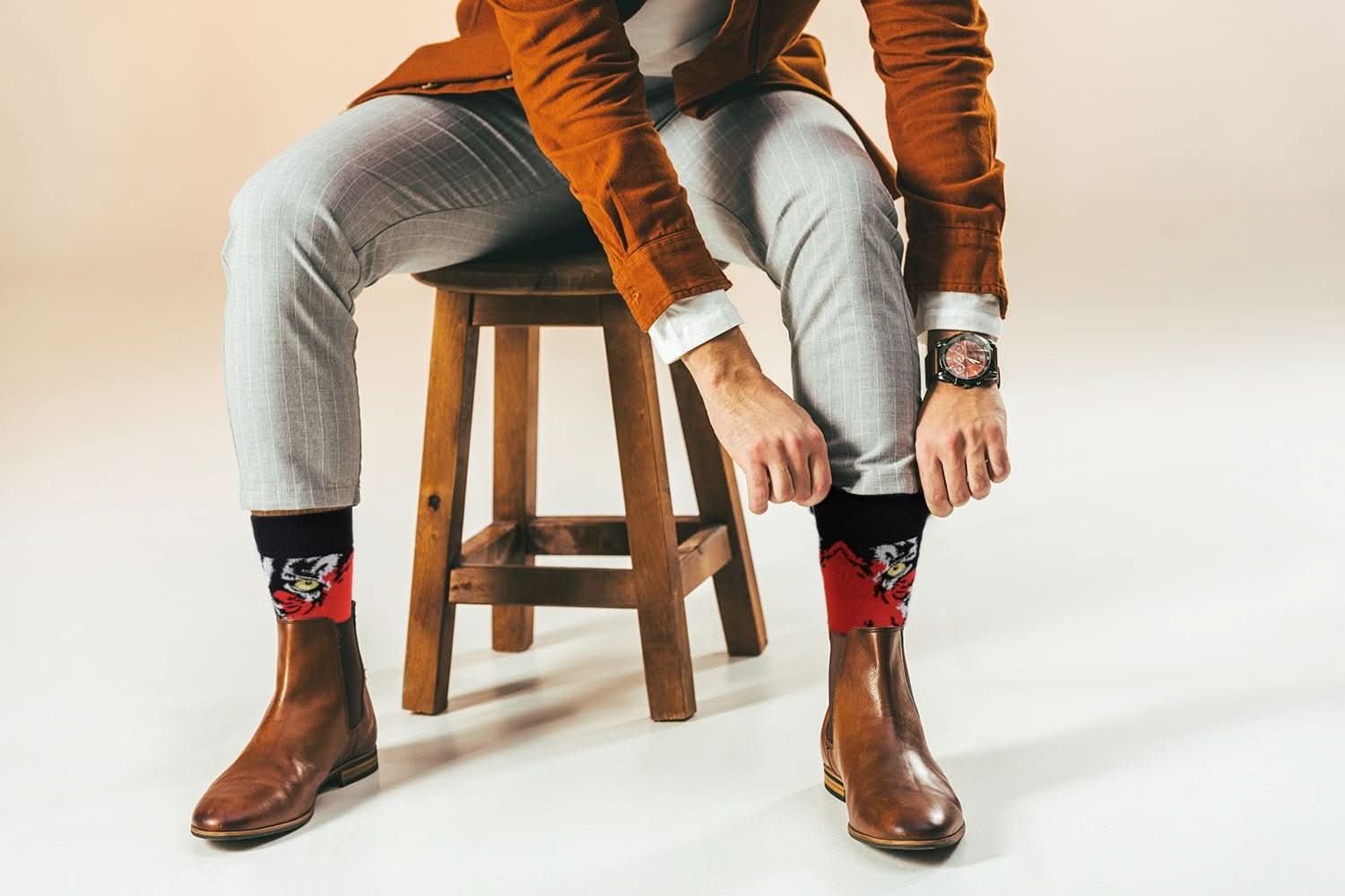 Sick Socks - Tiger (Black) β Exotic Animals Casual Dress Socks - Wear and Wander