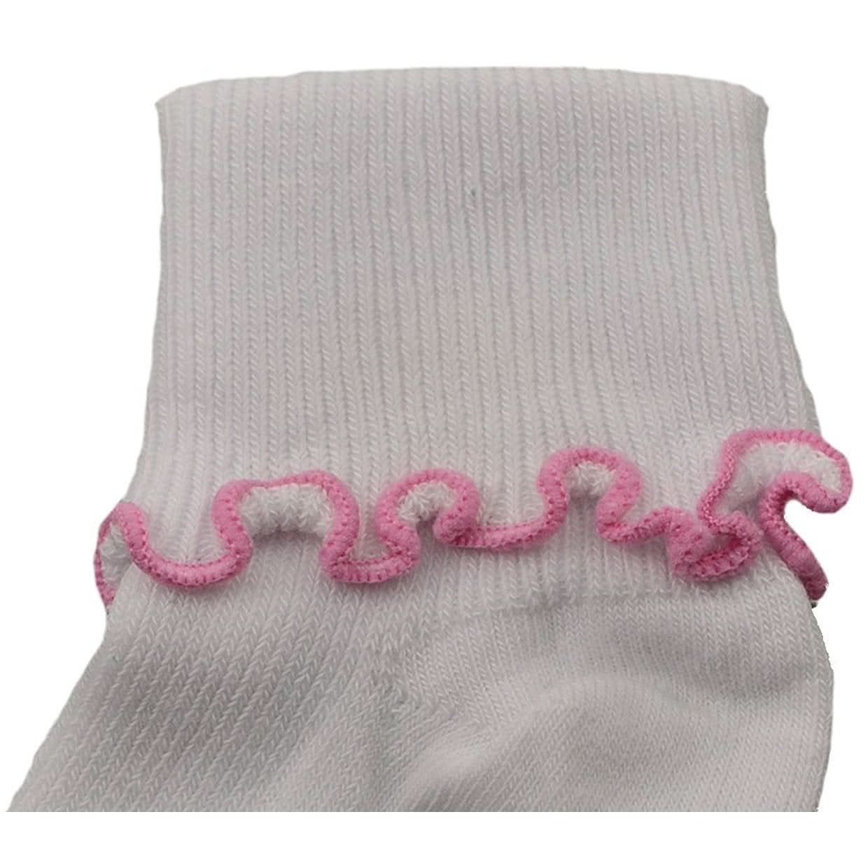 Sierra Socks Girls Cotton Lettuce Ruffle Ripple Edge Turn Cuff - Wear and Wander