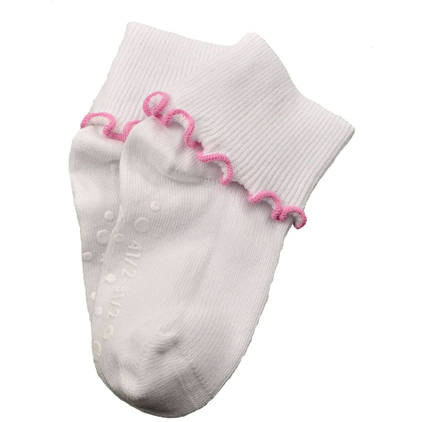 Sierra Socks Girls Cotton Lettuce Ruffle Ripple Edge Turn Cuff - Wear and Wander