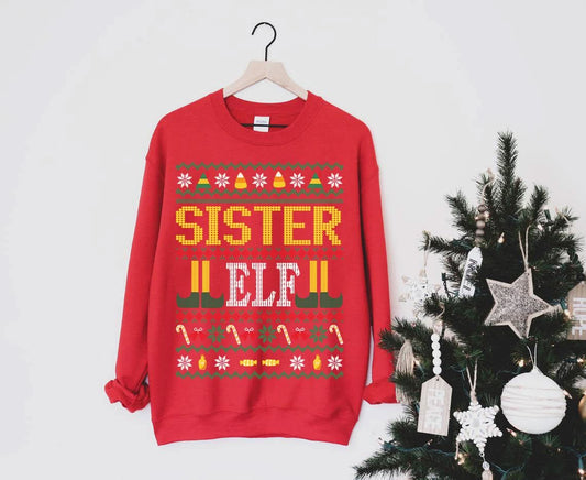 Sister Elf Christmas Sweatshirt - Wear and Wander