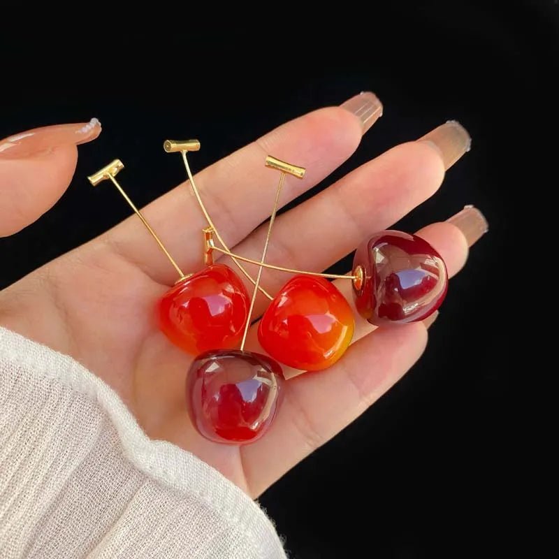 Small Fresh Sweet Lovely Cherry Cherries Cherries Earrings Pendant Fruit Earrings Red Cherry Earrings Charm Jewelry - Wear and Wander