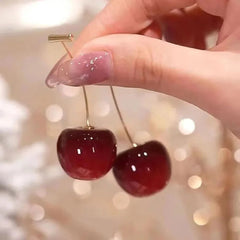 Small Fresh Sweet Lovely Cherry Cherries Cherries Earrings Pendant Fruit Earrings Red Cherry Earrings Charm Jewelry - Wear and Wander