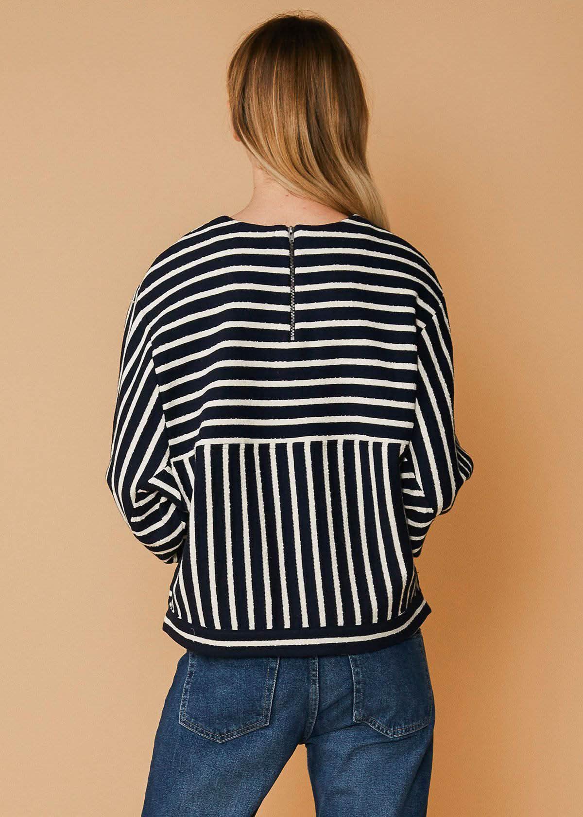 Stripe Dolman Sweatshirt in Midnight stripe - Wear and Wander