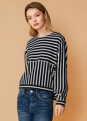 Stripe Dolman Sweatshirt in Midnight stripe - Wear and Wander