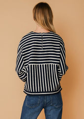Stripe Dolman Sweatshirt in Midnight stripe - Wear and Wander