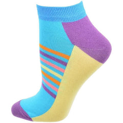 Striped Colorful Vibrant Ankle 2 Pr. Pack Cotton Socks - Wear and Wander