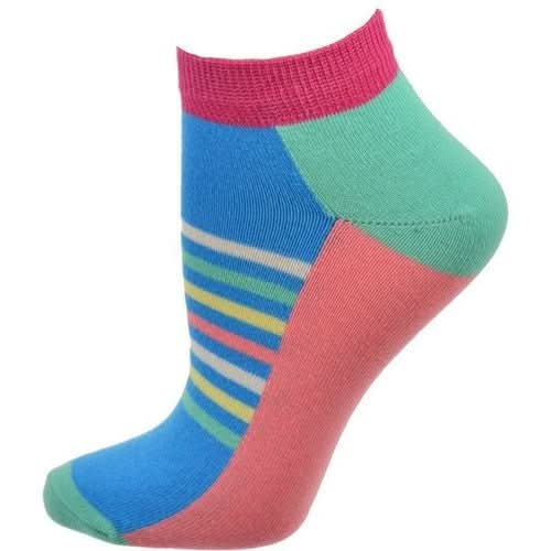 Striped Colorful Vibrant Ankle 2 Pr. Pack Cotton Socks - Wear and Wander