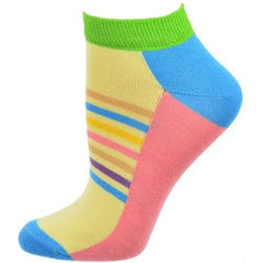 Striped Colorful Vibrant Ankle 2 Pr. Pack Cotton Socks - Wear and Wander