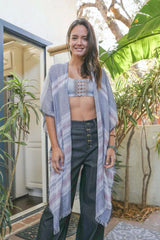 Striped Frayed Colorful Kimono - Wear and Wander