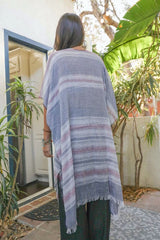 Striped Frayed Colorful Kimono - Wear and Wander