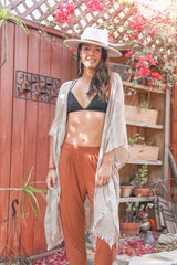 Striped Frayed Colorful Kimono - Wear and Wander