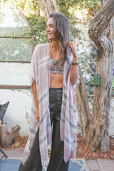 Striped Frayed Colorful Kimono - Wear and Wander